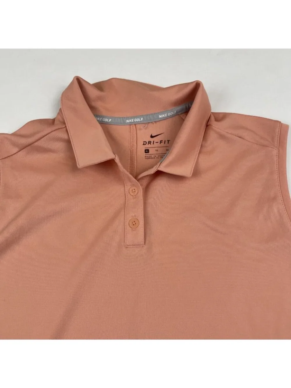 Nike Golf Victory Polo Shirt Women’s M Dri Fit Sleeveless Top Peach Pink Poly